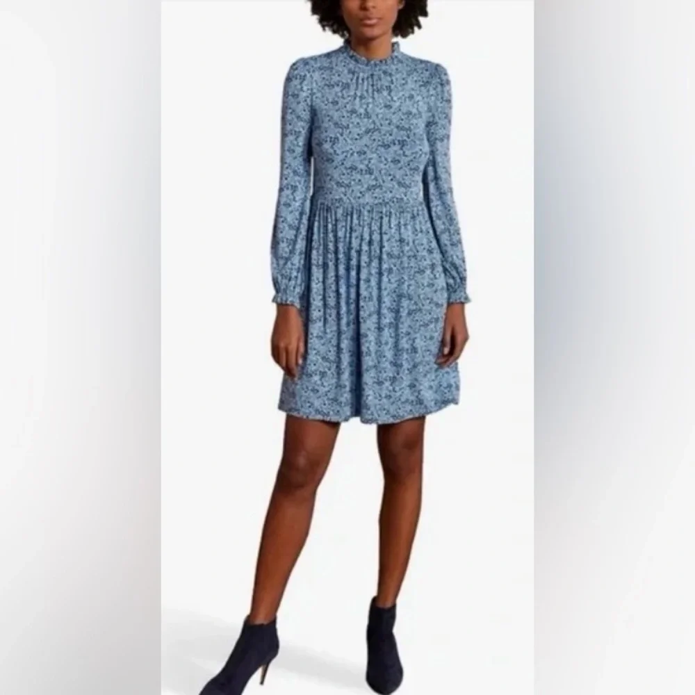 Boden Clara High Neck Long Sleeve Jersey Knit Mini Dress in size 8 Long